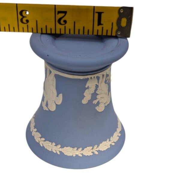 Vtg Wedgewood Jasperware Trumpet Vase Blue Neoclassical Raised Relief 3.5" - Picture 5 of 14